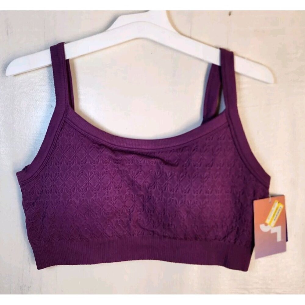 New Joy Lab Women's Purple Round-Neck Lightly Line Pullover Sports Bra Size XS